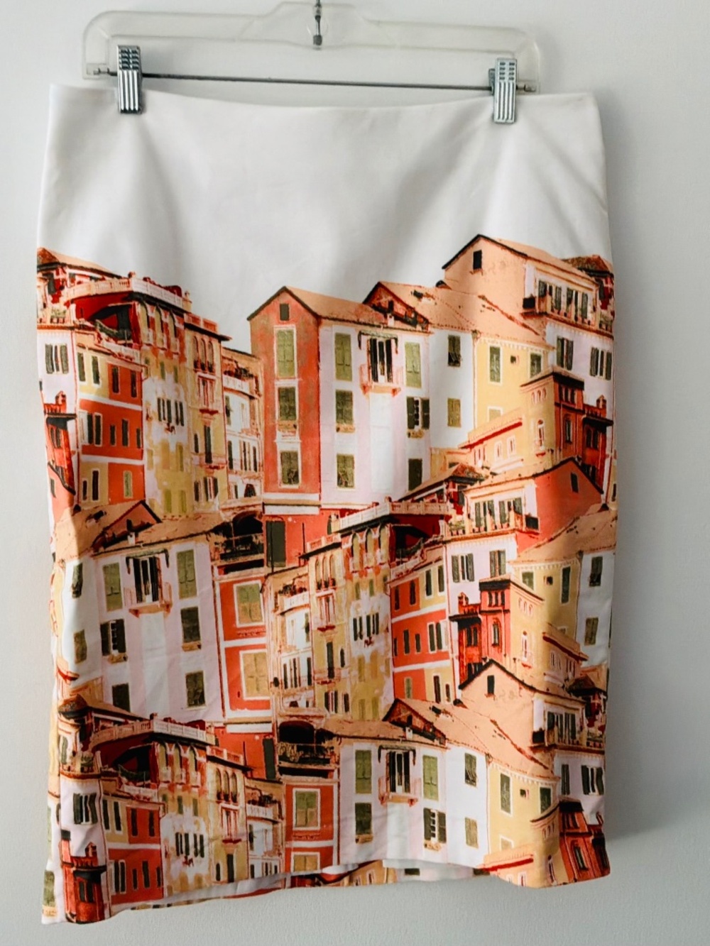 Lord & Taylor Mediterranean Cityscape Print Lined Pencil Skirt Size 12